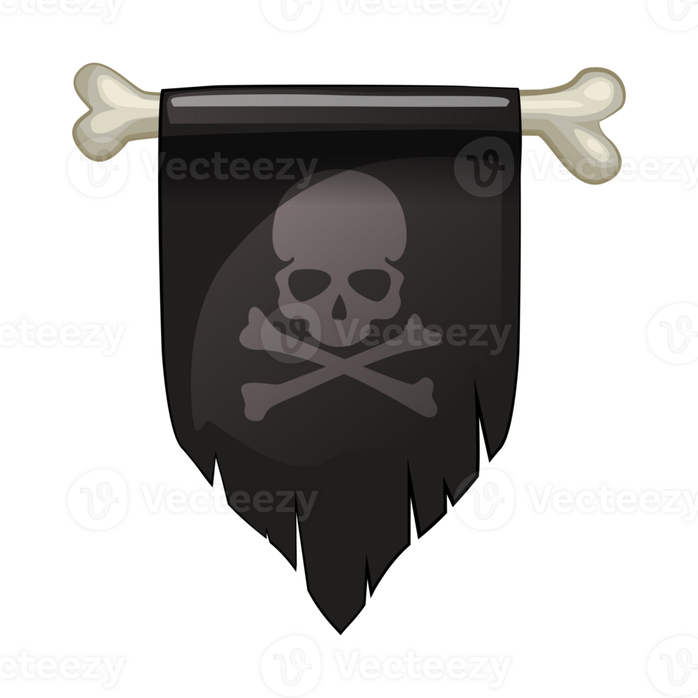 Pennant with human skull and crossbones. Pirate Flag. Symbol of death or dangerous. Design element for halloween holiday png
