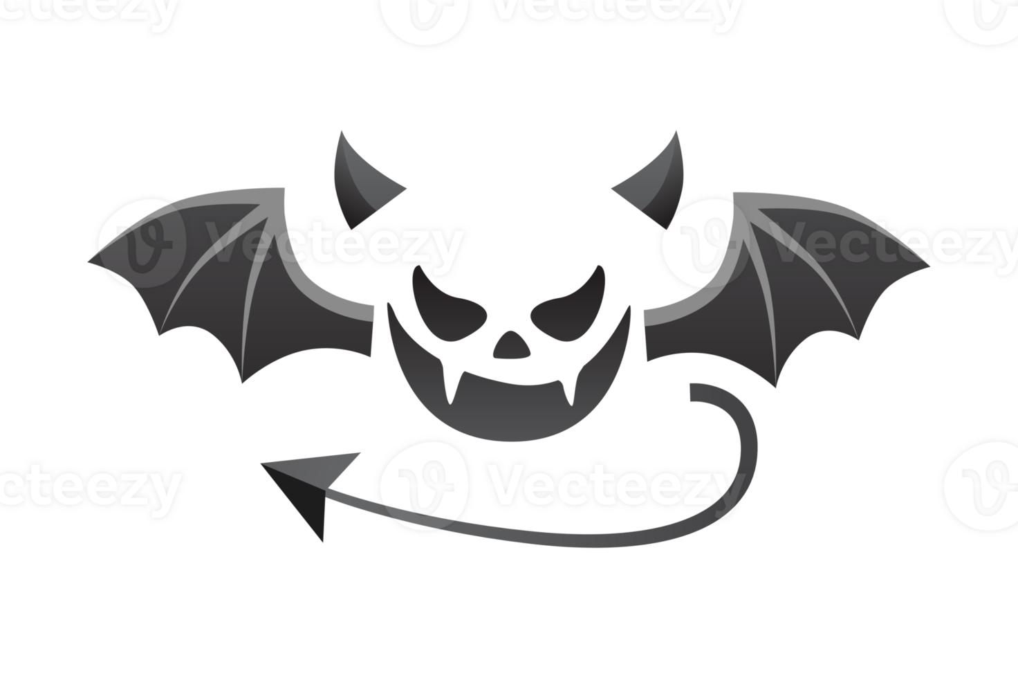 Devil tail, horns and wings. Demonic black elements for the photo decoration png