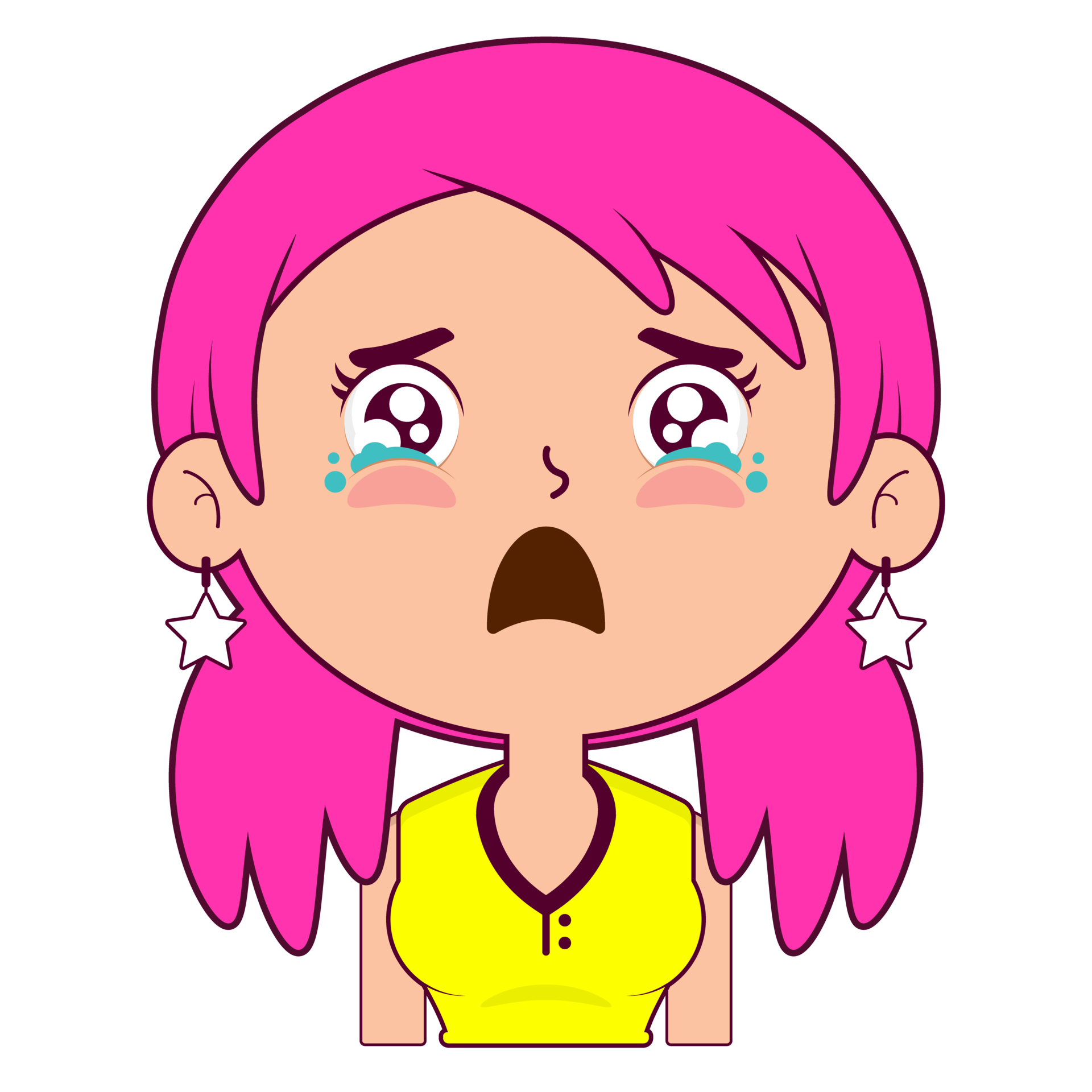 girl crying and scared face cartoon cute 23435278 PNG