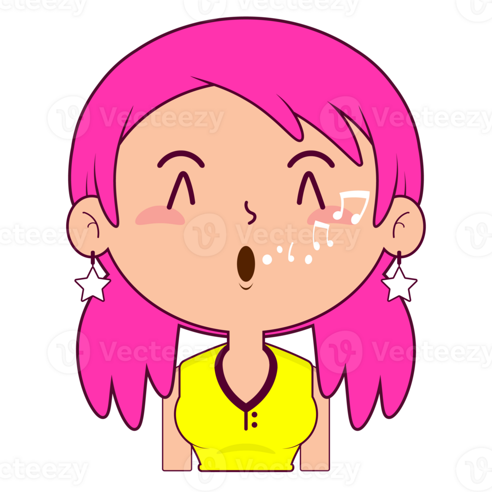 girl whistling face cartoon cute png