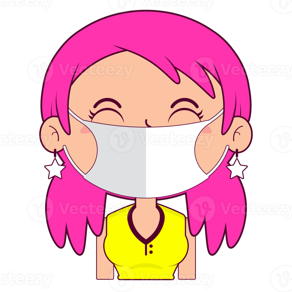 Free girl wear medical mask cartoon cute 23360365 PNG with Transparent