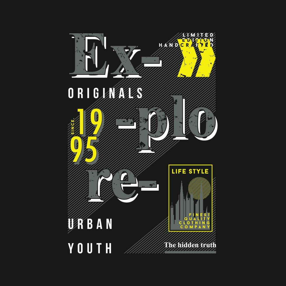 explore text frame slogan graphic, typography design, fashion t shirt, vector illustration