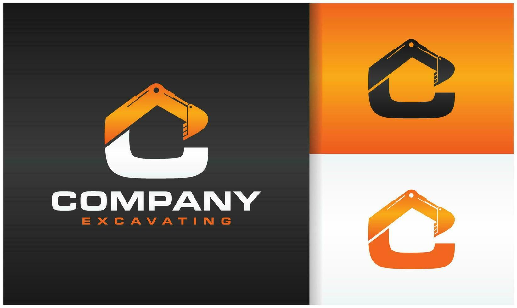 excavator letter C logo vector