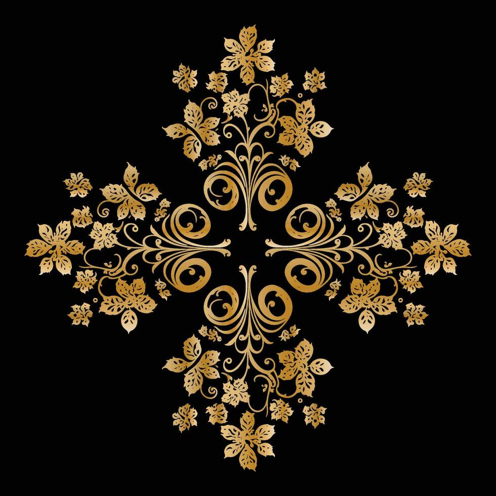 Floral Golden Ornament Vector Art, Golden Floral Ornaments, Floral Decorative Elements Vector