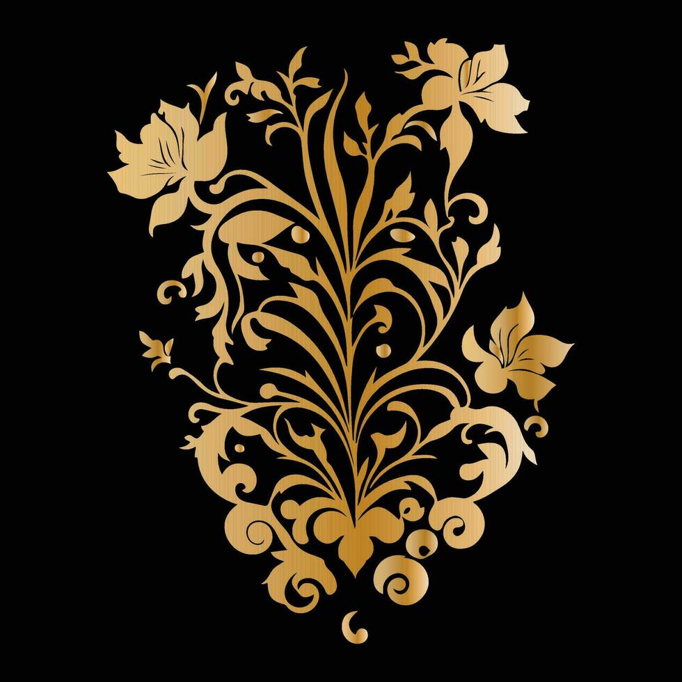 floral dorado ornamento vector arte, dorado floral adornos, floral decorativo elementos vector