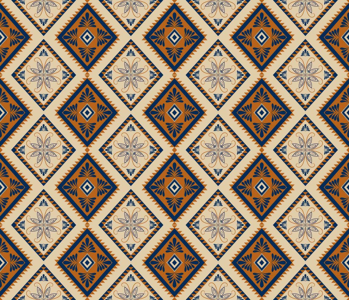 Ethnic folk geometric seamless pattern in brown in vector illustration design for fabric, mat, carpet, scarf, wrapping paper, tile and more