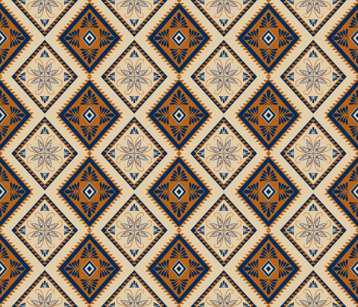 Ethnic folk geometric seamless pattern in brown in vector illustration design for fabric, mat, carpet, scarf, wrapping paper, tile and more