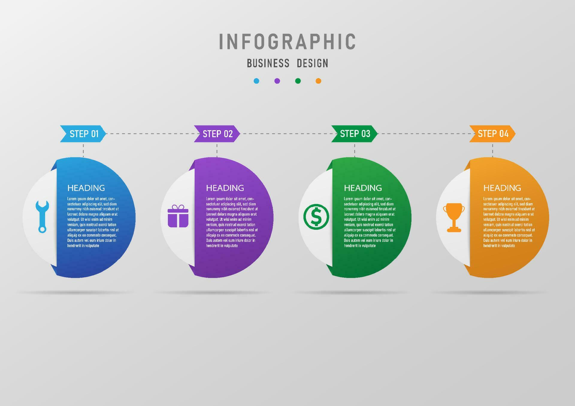 4 steps modern business infographic multicolored overlapping circles ...
