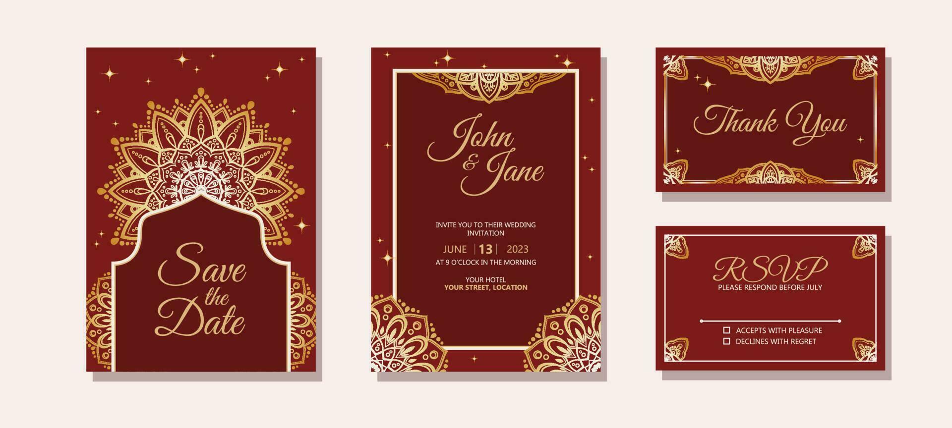 Boda invitación con India ornamento vector