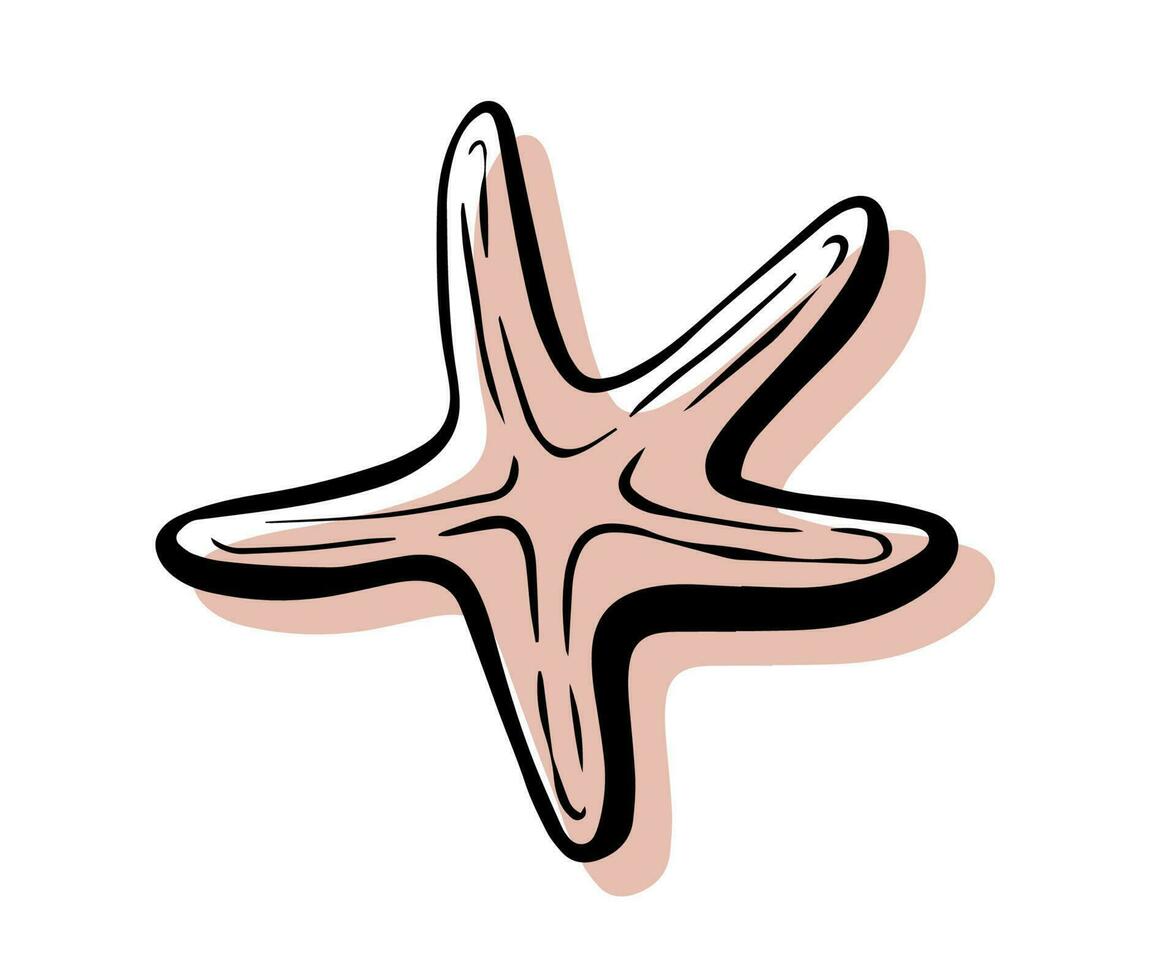 Starfish vector illustration hand drawn flat background color with outline. Sea star icon. Holiday underwater design elements flat style in vector art.