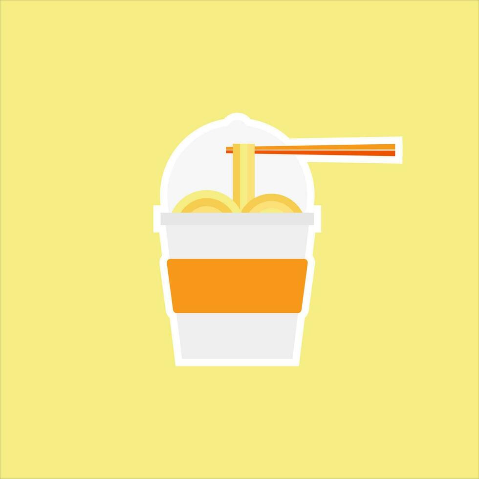 ramen flat design vector illustration. Japanese ramen soup, Japanese cuisine vector illustration. Bowl of noodles with a pair of chopsticks.