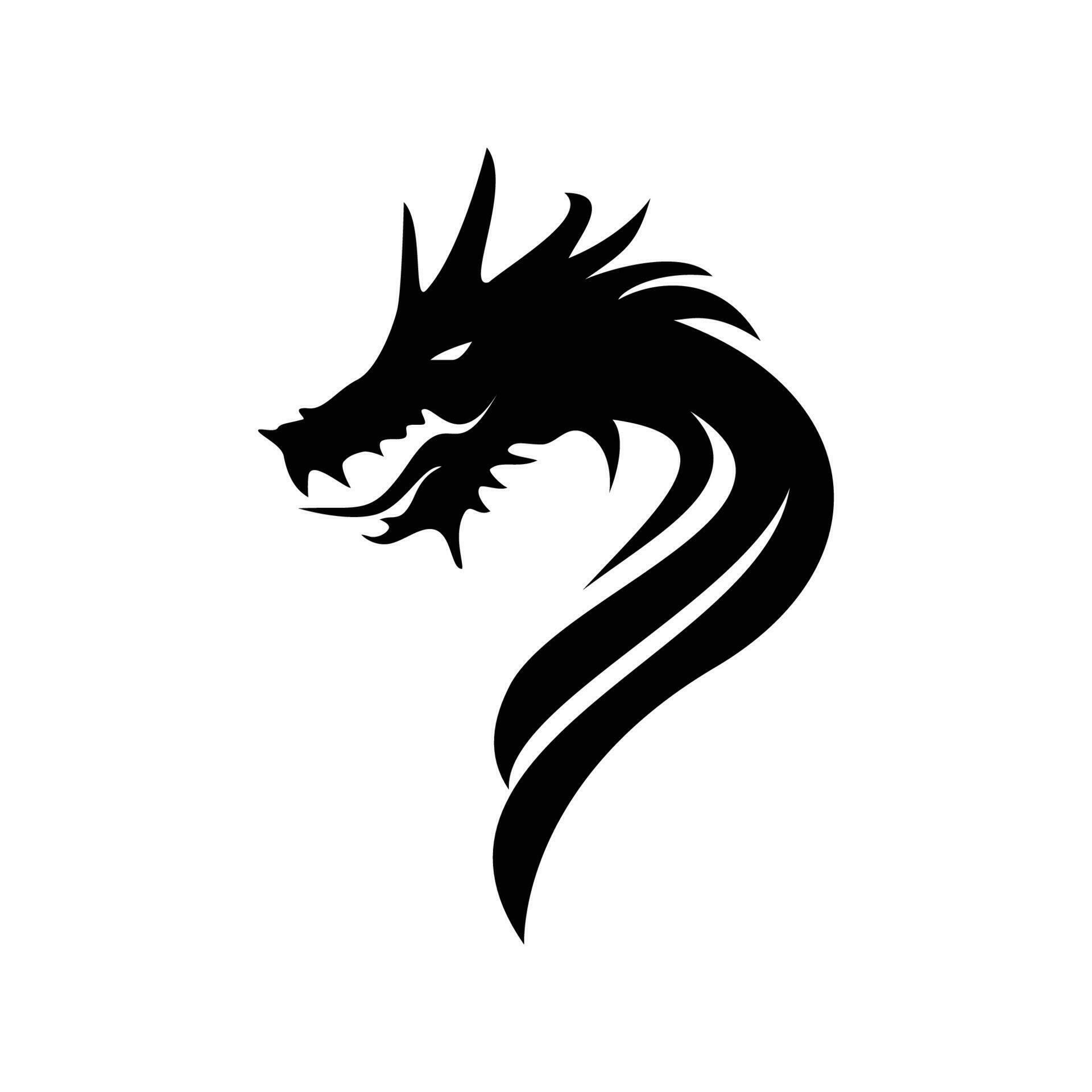 dragon head silhouette design. mythology creature sign and symbol ...