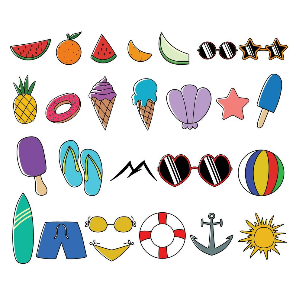 Summer element set collection vector illustration