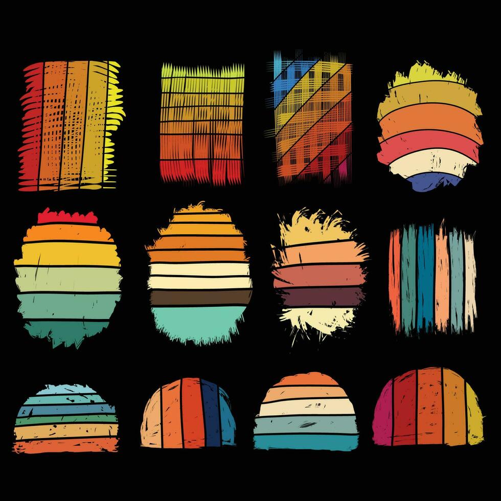 Sunset vintage retro set element background vector illustration