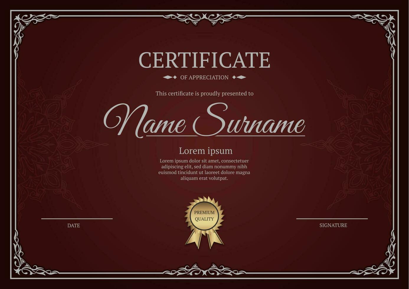 certificate template, with vintage frame vector