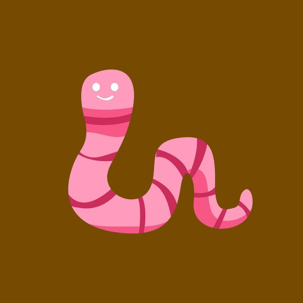 Cute cartoon worm in isolated brown background vector illustration icon