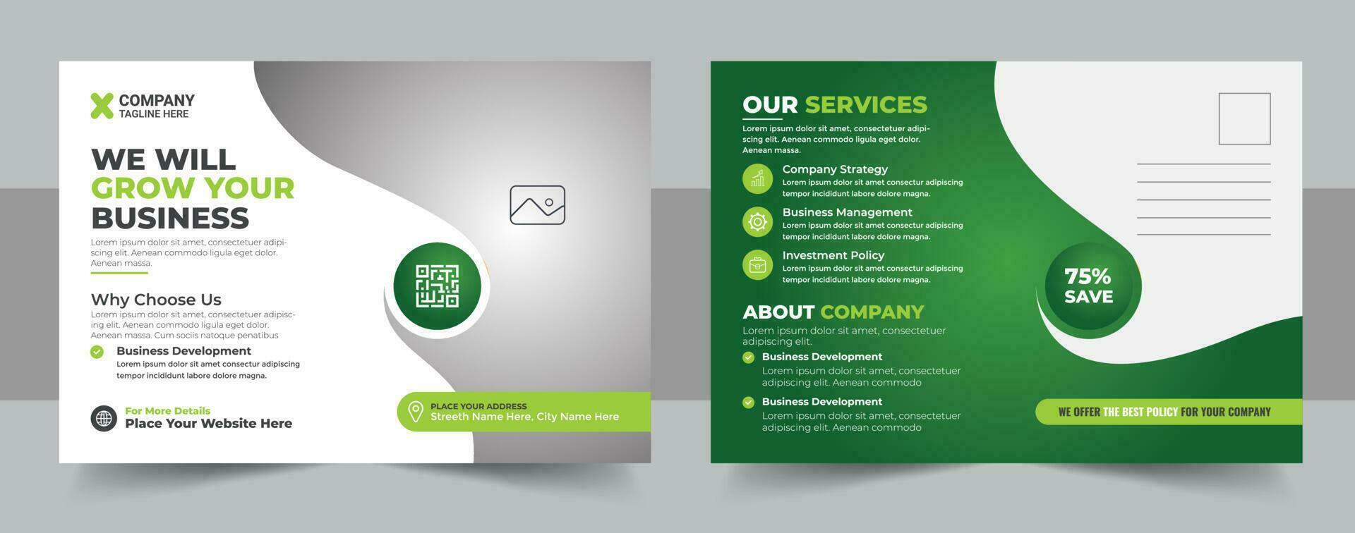 Corporate postcard design template, amazing and modern postcard design, stylish corporate postcard design vector