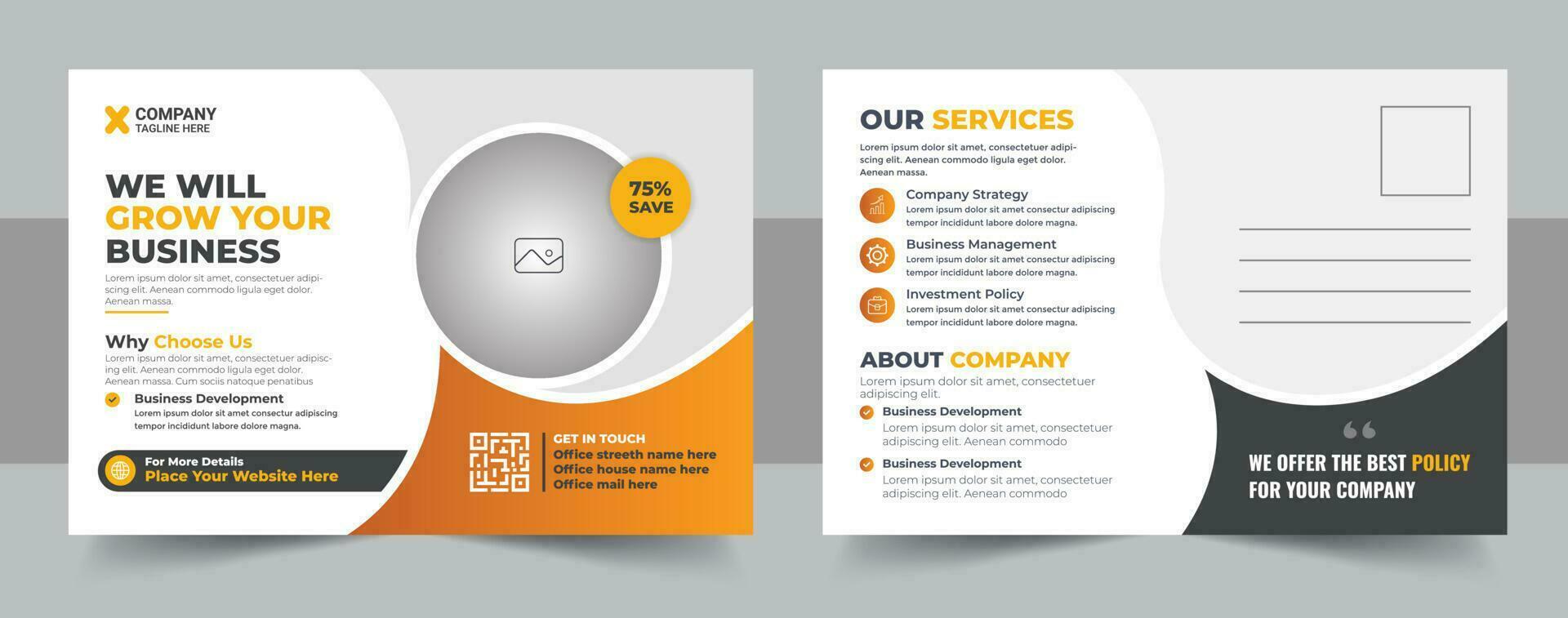 Corporate postcard design template, amazing and modern postcard design, stylish corporate postcard template vector