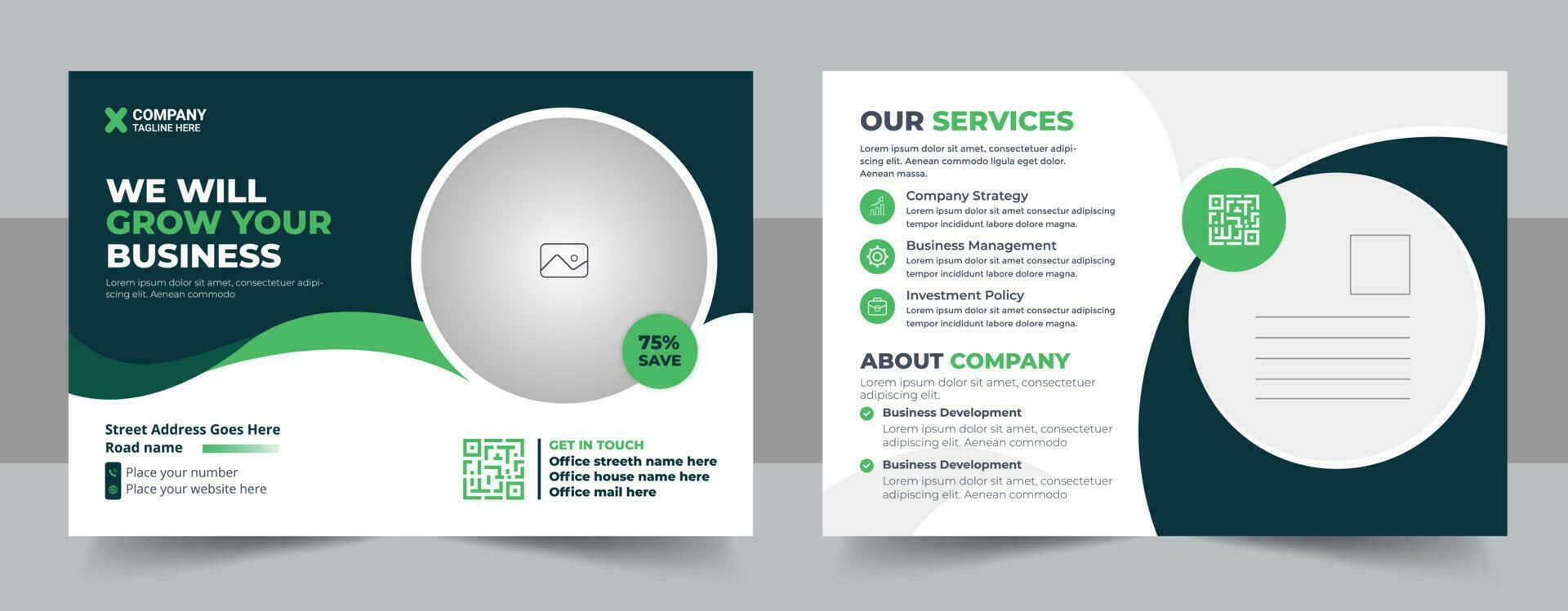 Corporate postcard design template, amazing and modern postcard design, stylish corporate eddm postcard vector