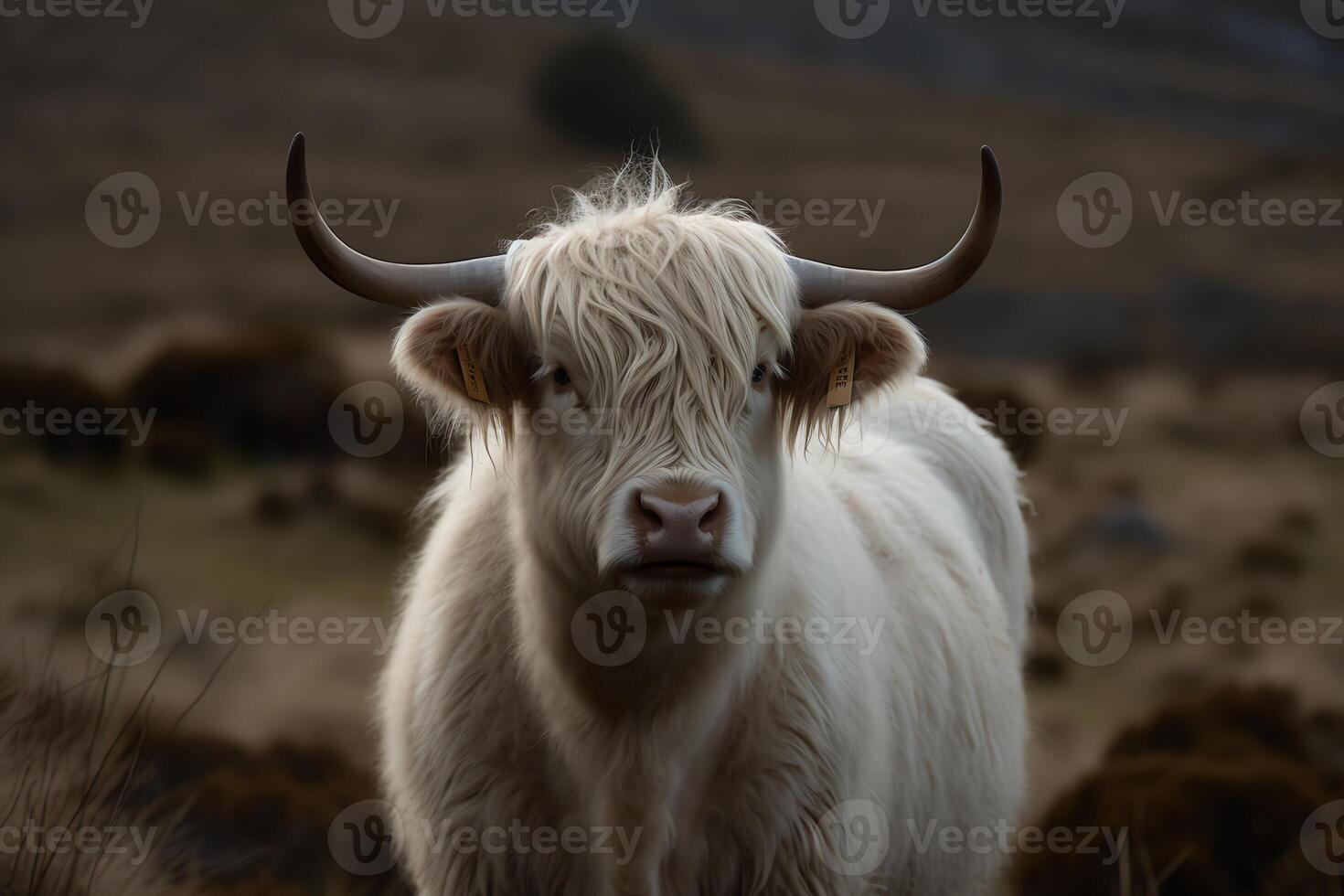 Est dwelling white highland cow. photo