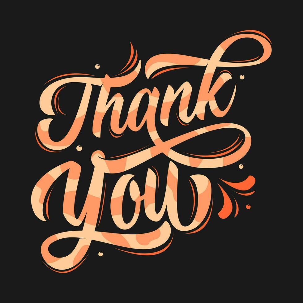 Thank you. Hand drawn lettering phrase. Vector typography illustration.