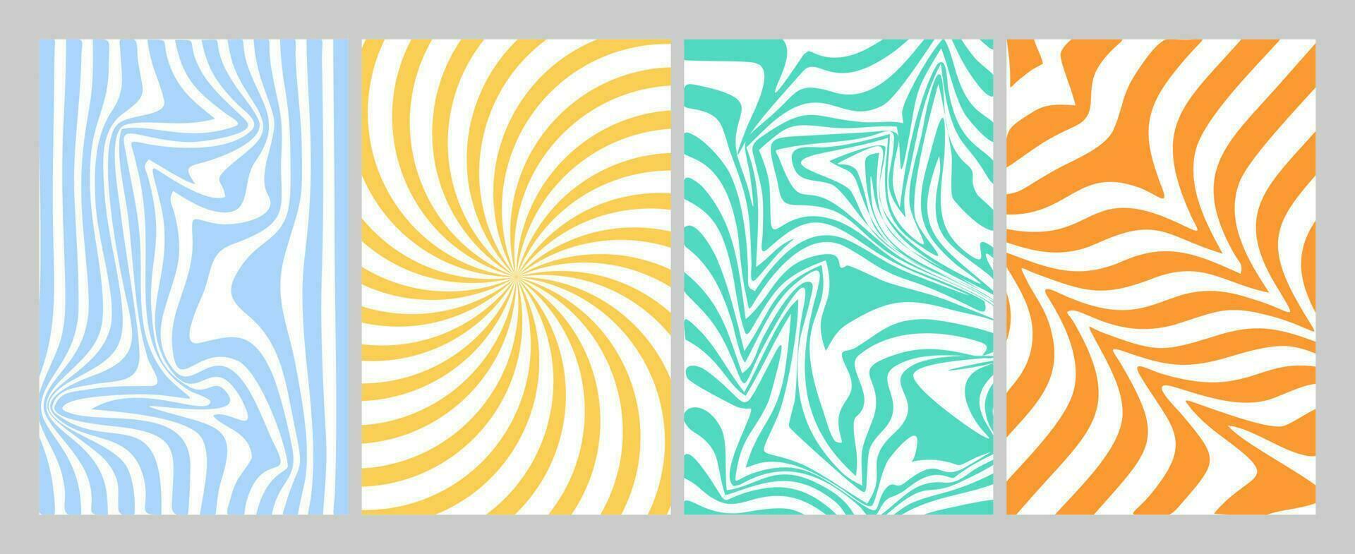 Set of Abstract Backgrounds Waves Stripes Vector Illustration