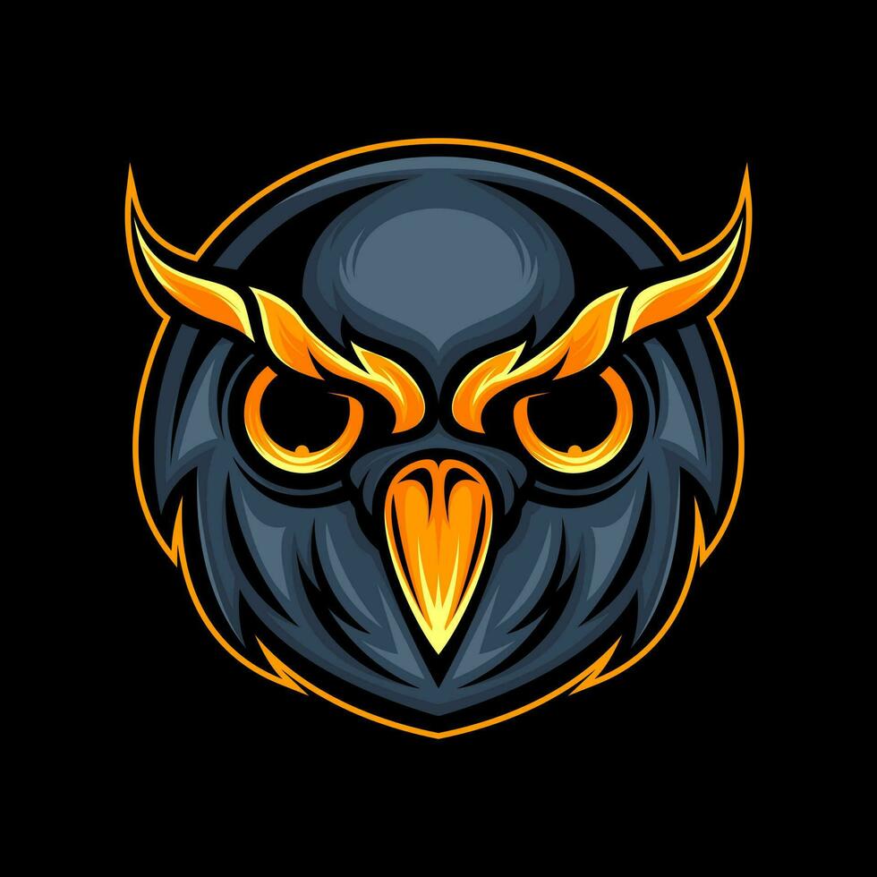 Owl head mascot logo. Vector illustration of owl head mascot for esport team.