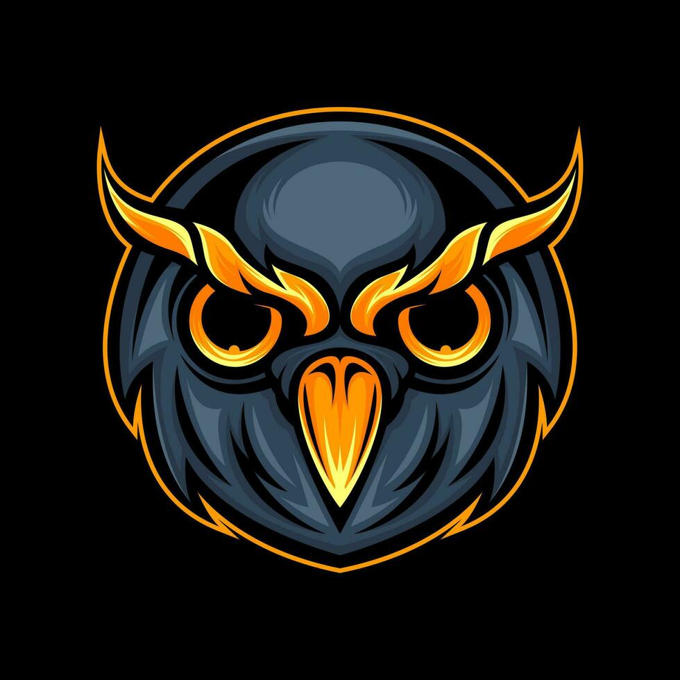 Owl head mascot logo. Vector illustration of owl head mascot for esport team.