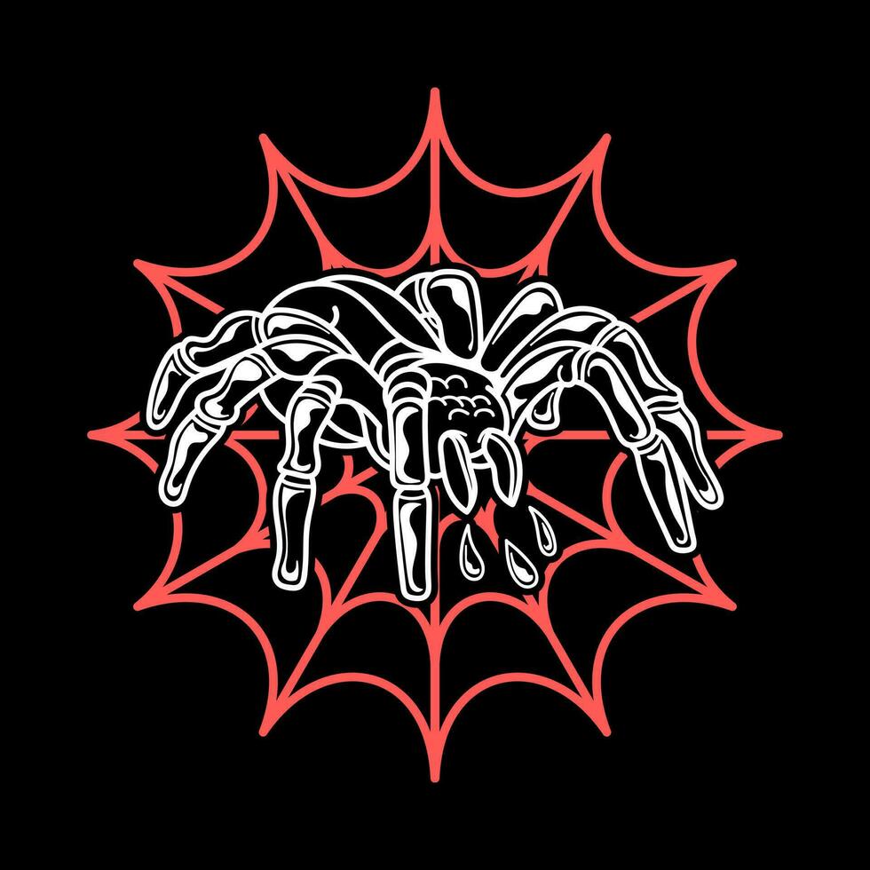 Spider vector illustration on a black background. Halloween.