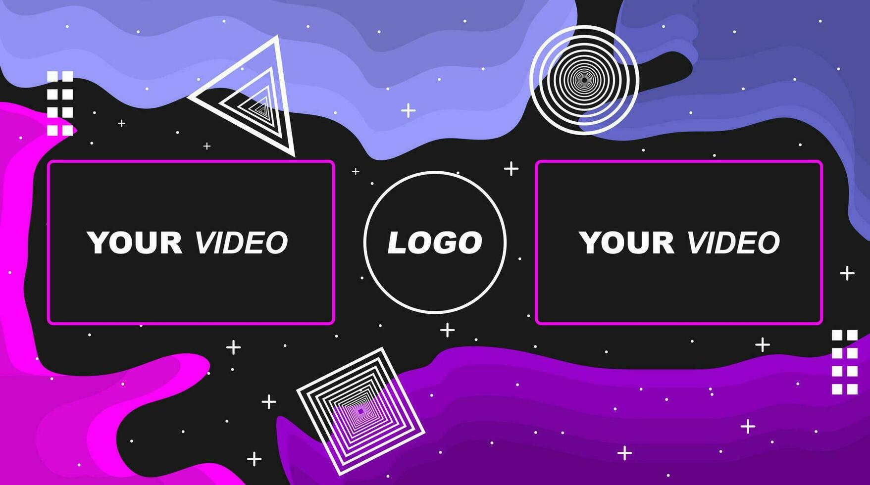 Black and purple background with a logo for video and your own logo vector