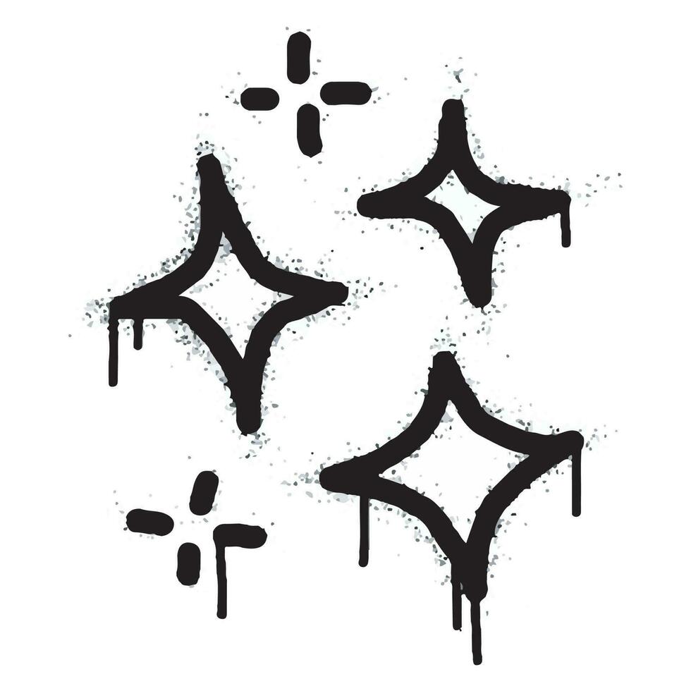 Spray Painted Graffiti stars sparkle icon icon Sprayed isolated with a white background. graffiti shining burst with over spray in black over white. Vector illustration.