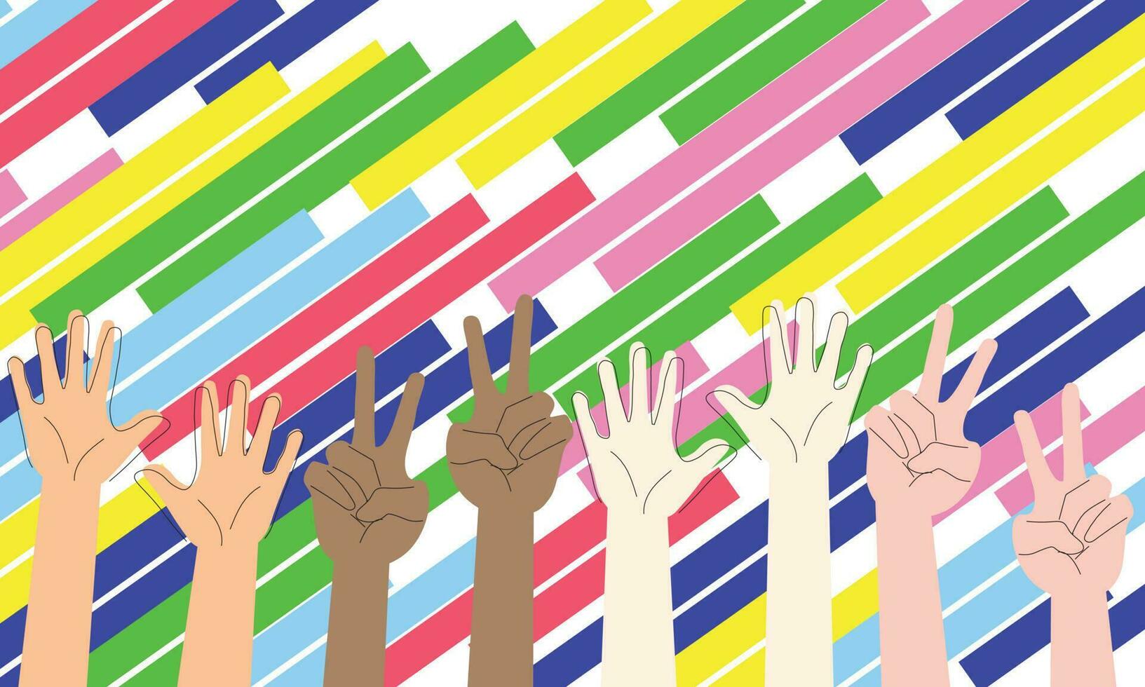 raised up different hands Hands poses vector