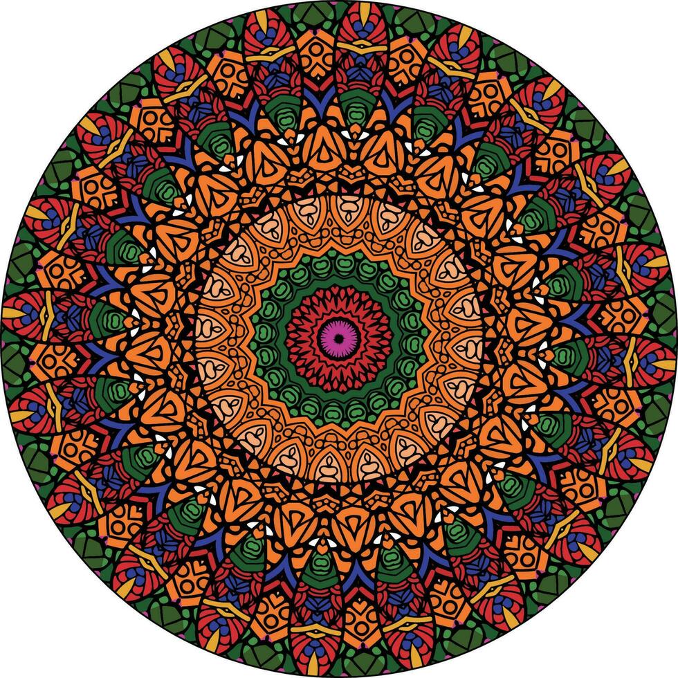 Ethnic Bright Mandala Style Flowers Pattern. Unusual Flower Shape. Oriental. Anti-Stress Therapy Patterns. Weave Design Elements vector