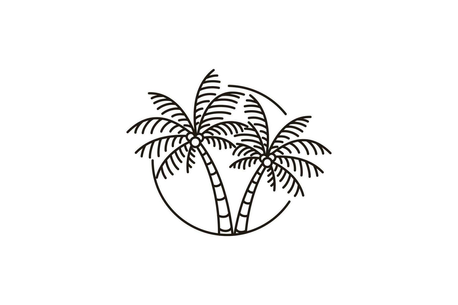 palm tree line art logo minimalist vector symbol illustration design