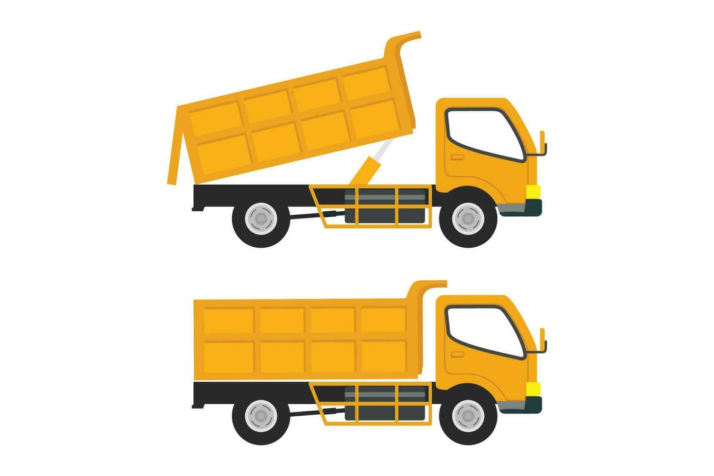 Yellow vector Dump truck isolated on a white background