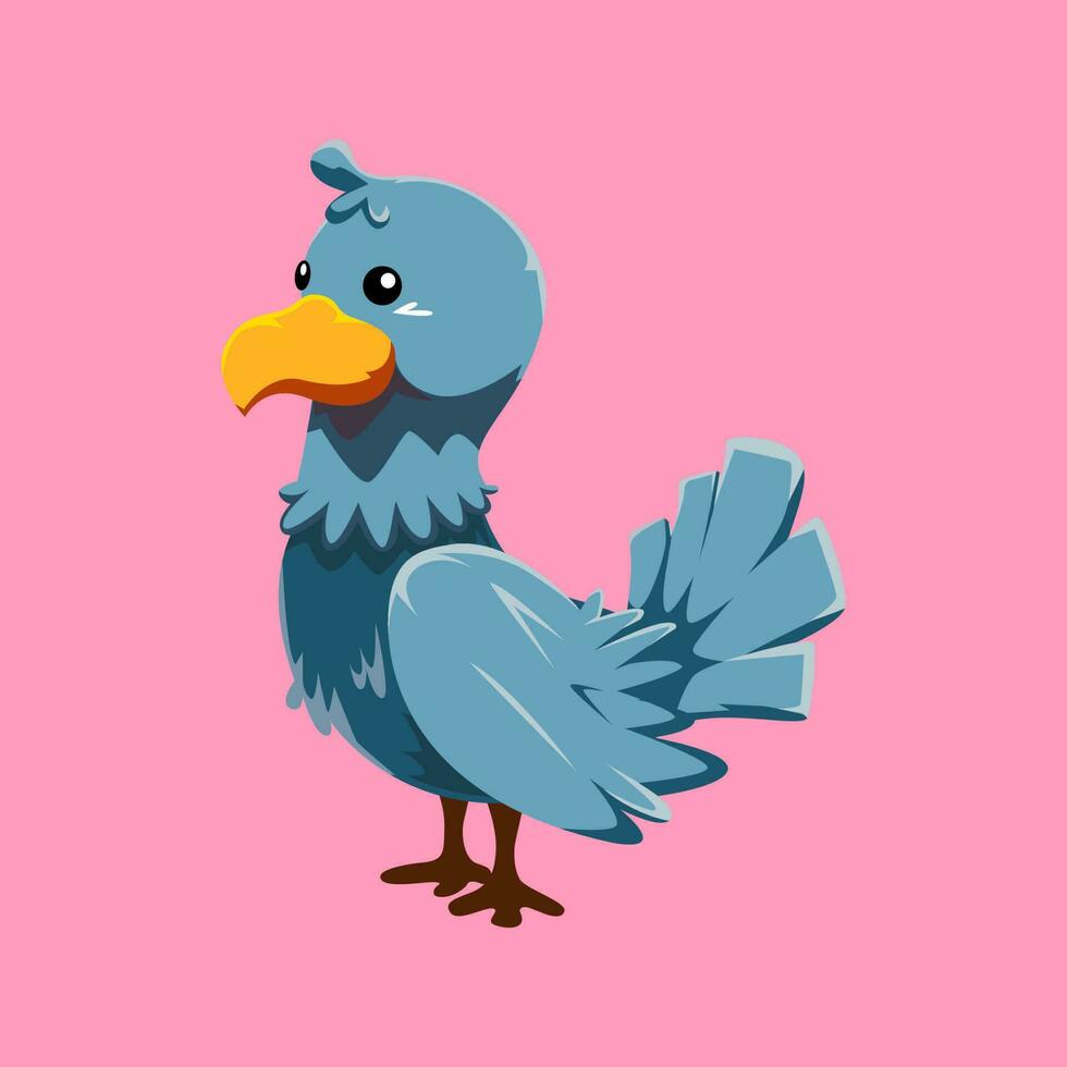 Cute cartoon dove bird in isolated pink background vector illustration icon