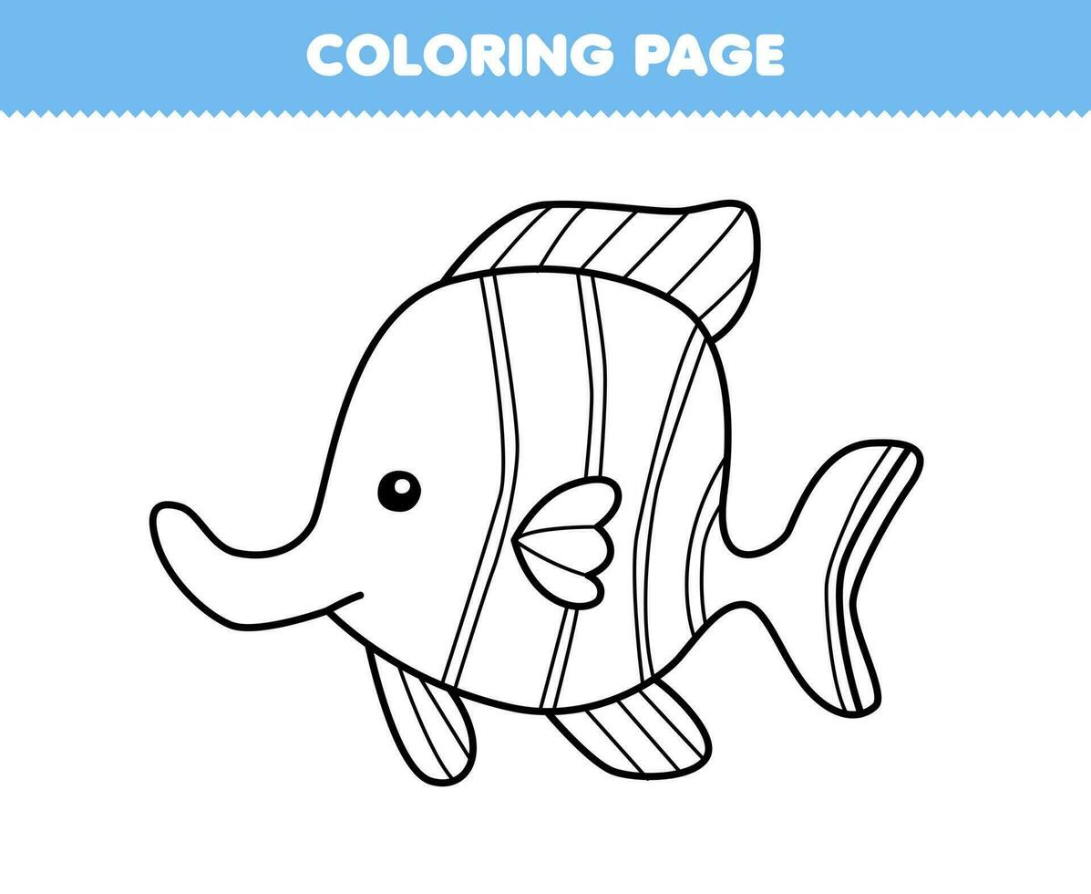 educación juego para niños colorante página de linda dibujos animados pescado línea Arte imprimible animal hoja de cálculo vector