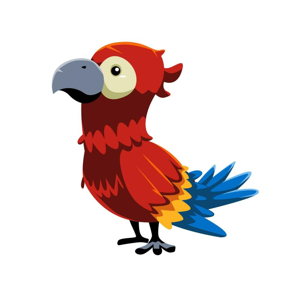 Cute cartoon parrot in isolated white background vector illustration icon