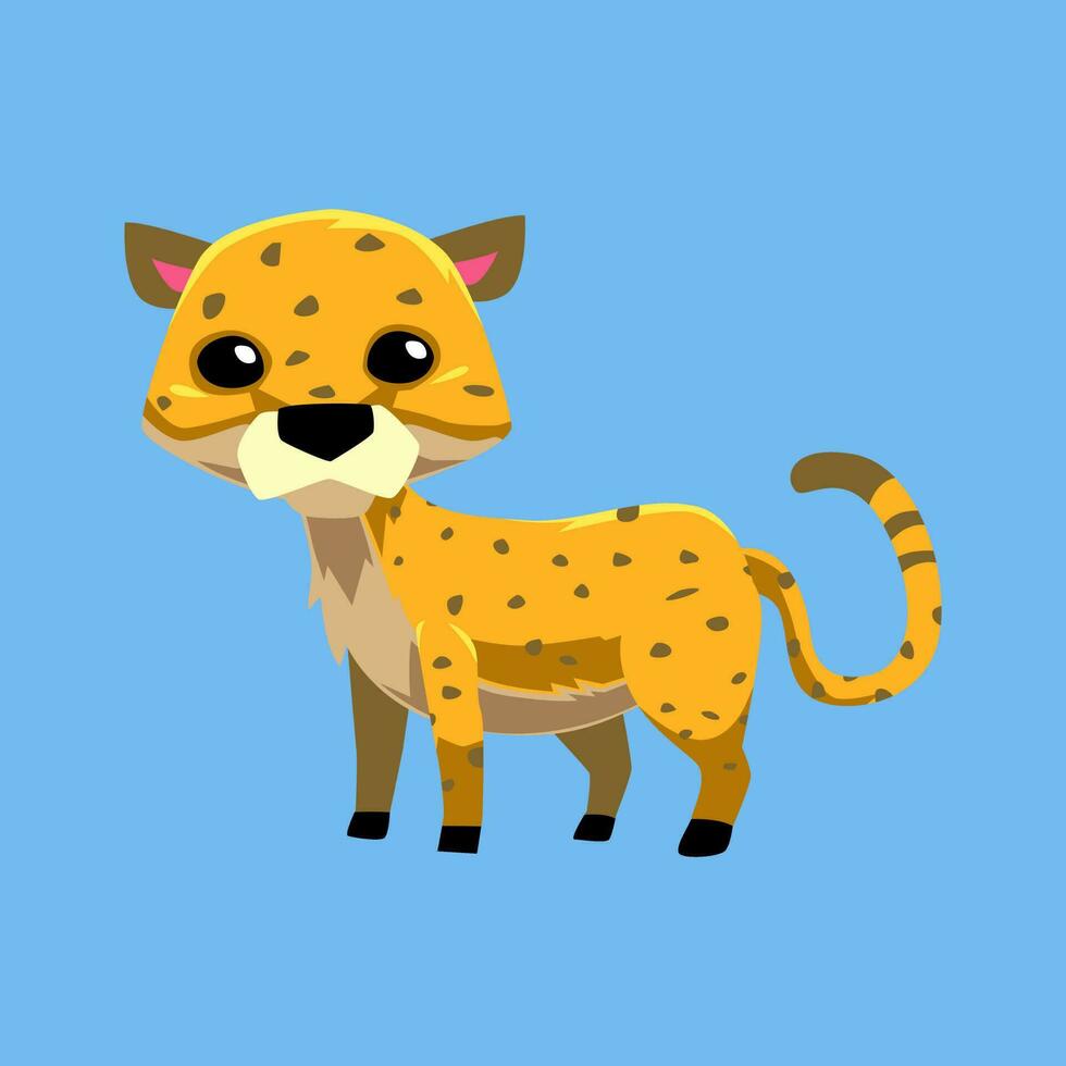 Cute cartoon cheetah in isolated blue background vector illustration icon