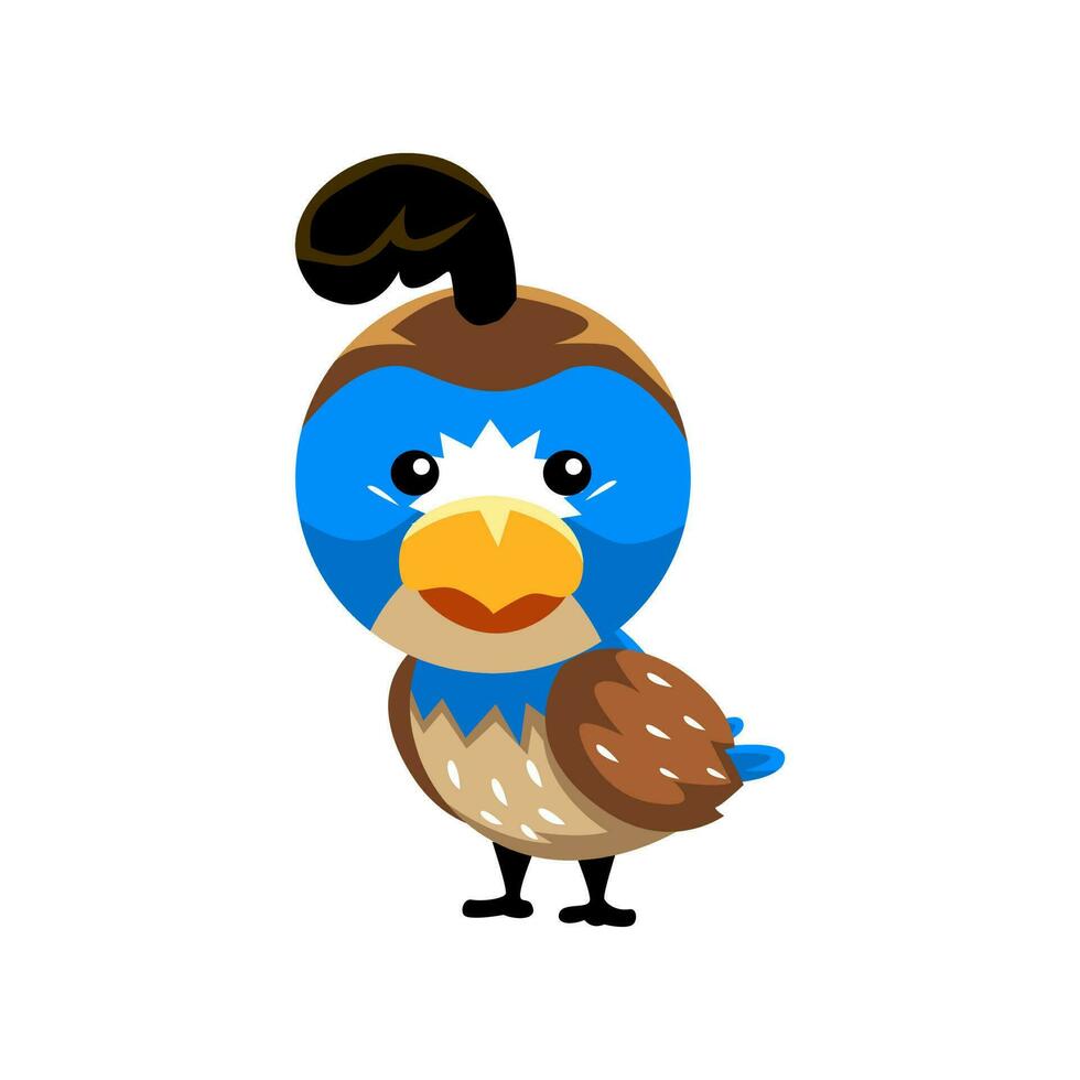 Cute cartoon quail bird in isolated white background vector illustration icon