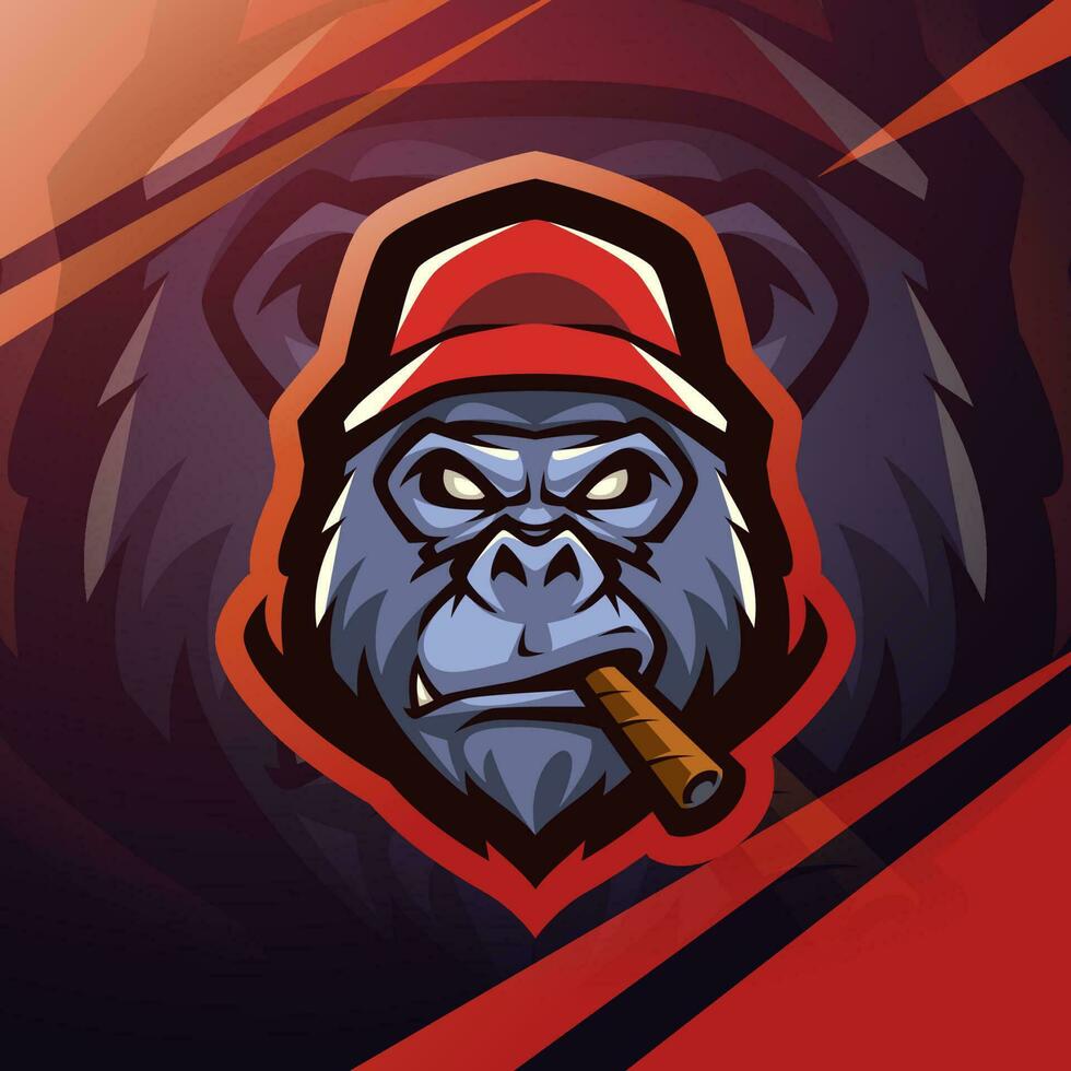 Kingkong head esport mascot logo design vector