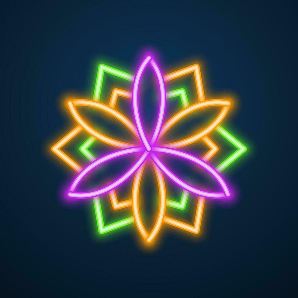 mandala flower neon effect vector