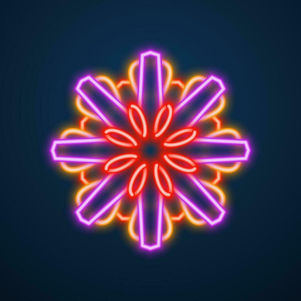 mandala flower neon effect vector
