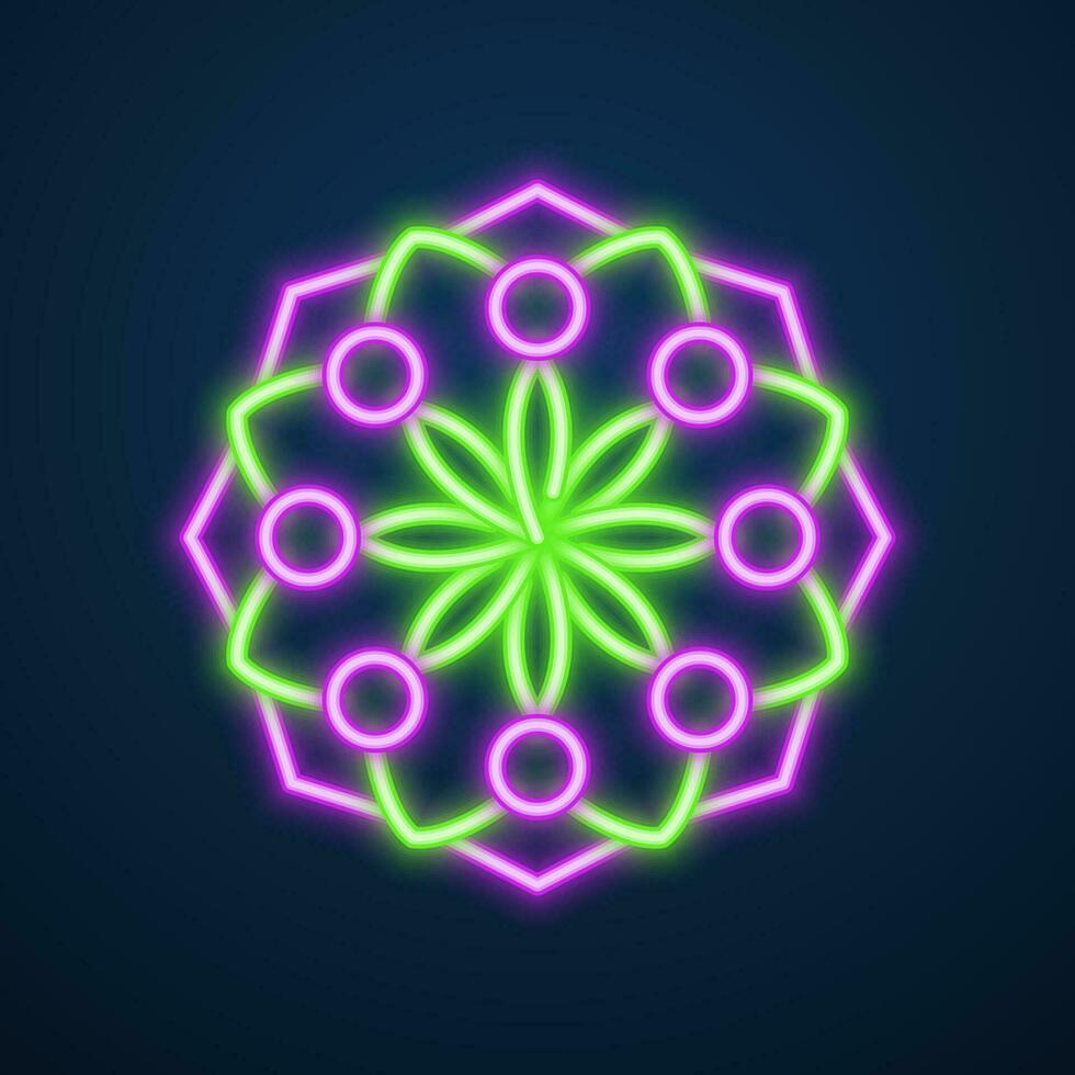 mandala flower neon effect vector