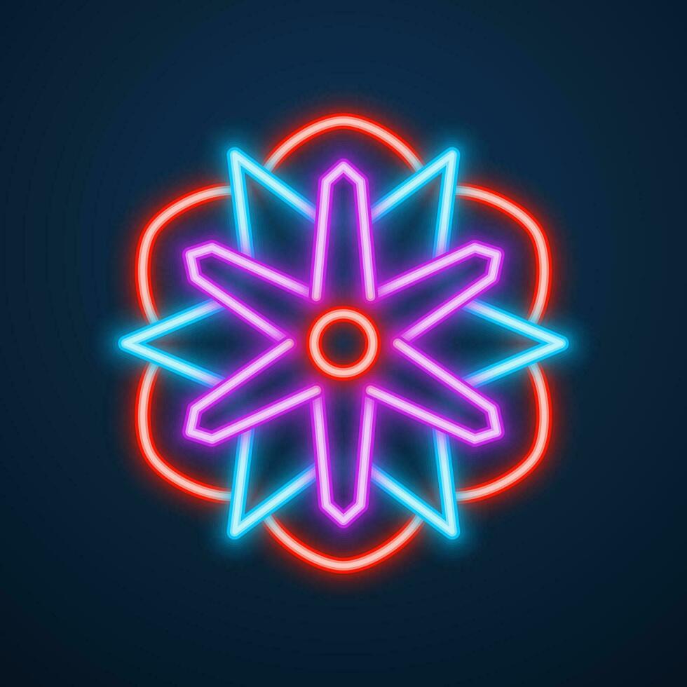 mandala flower neon effect vector