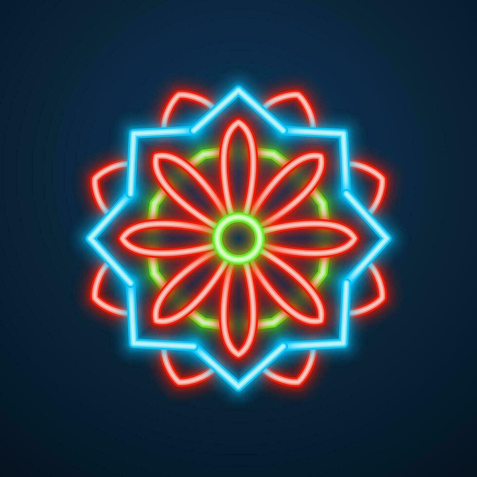 mandala flower neon effect vector