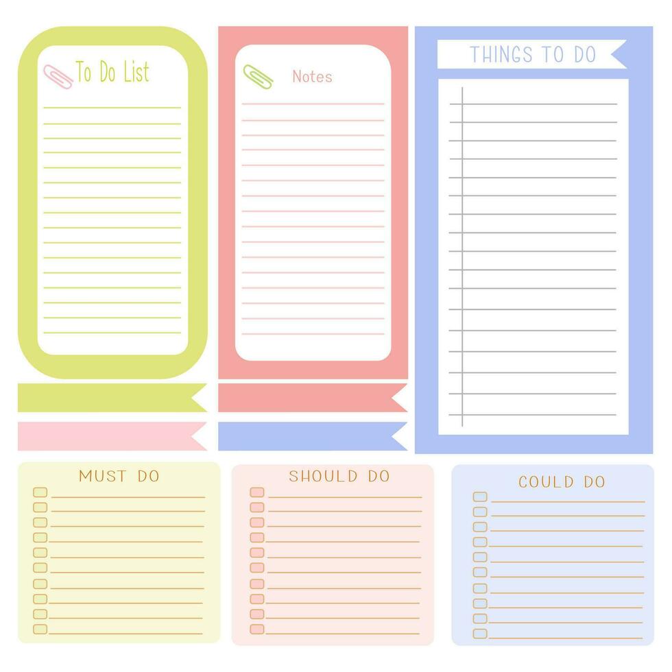 To do list templates set vector