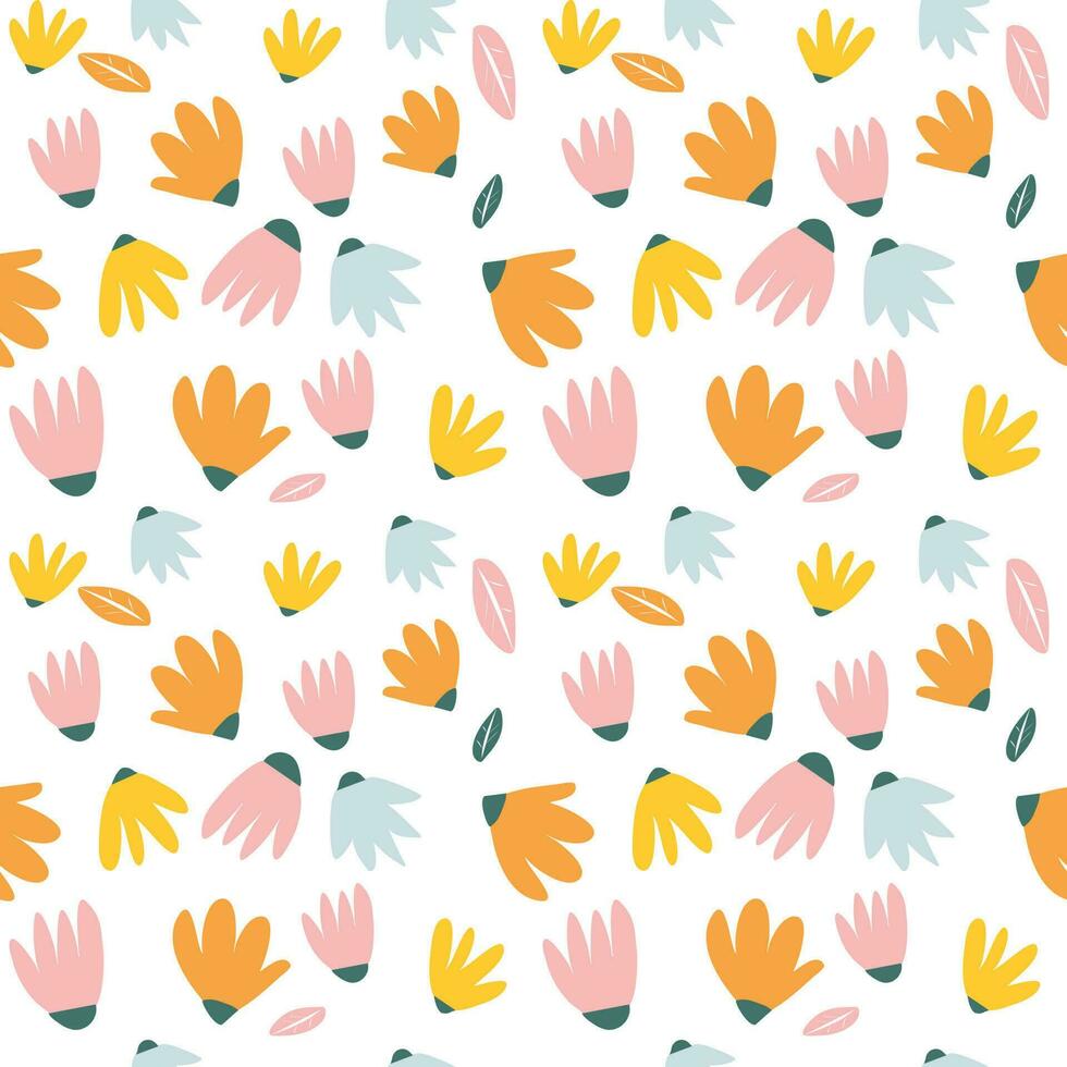 Hand draw flower heads seamless pattern background vector