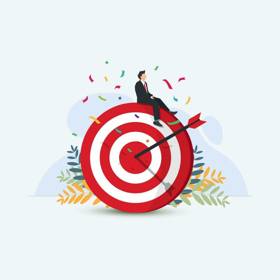 Businessman achieving target and goal. Success achieve the target in business or career concept vector