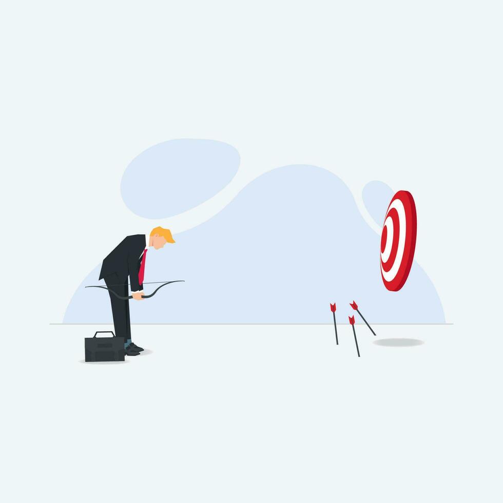 Businessman arrow missing the target. Failed the business concept illustration vector